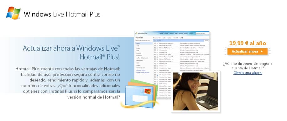 Windows live hotmail plus